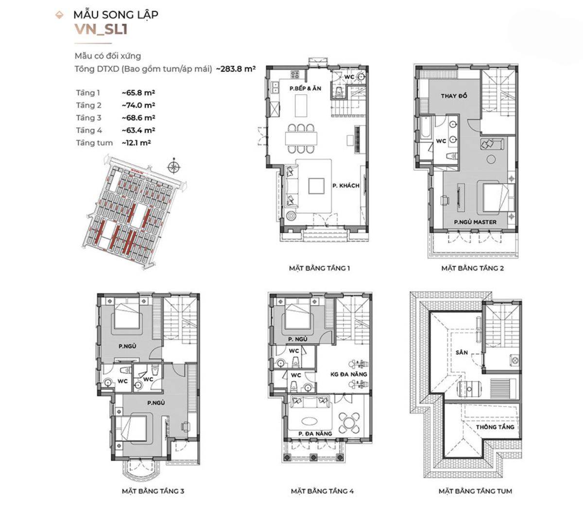 Thiết kế mặt bằng biệt thự song lập Vinhomes Cần Giờ